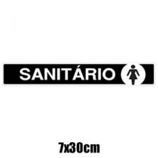 Placa de Informação Preta Sanitário Feminino 7x30cm A432 Acesso